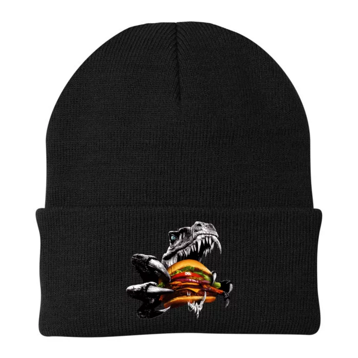 T Rex Eating Burger Knit Cap Winter Beanie