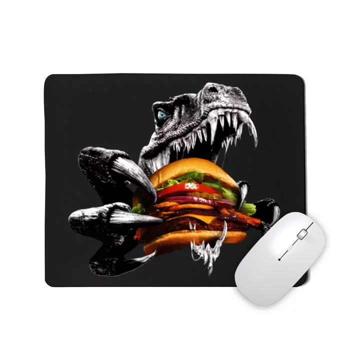 T Rex Eating Burger Mousepad