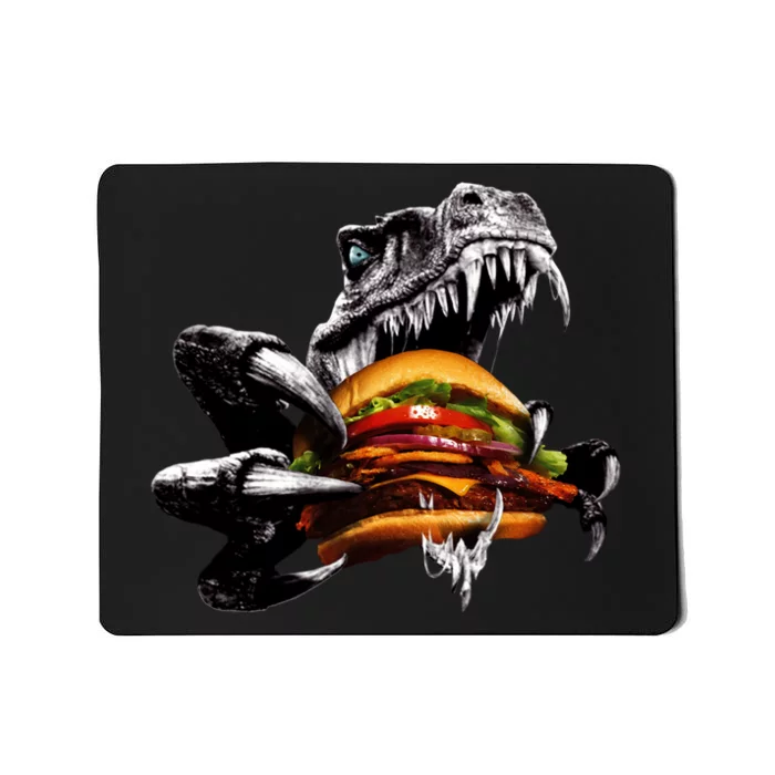 T Rex Eating Burger Mousepad