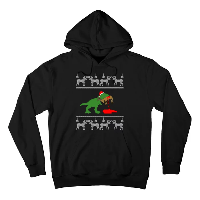 T Rex Eating Rudolph The Red Nosed Reindeer Hoodie