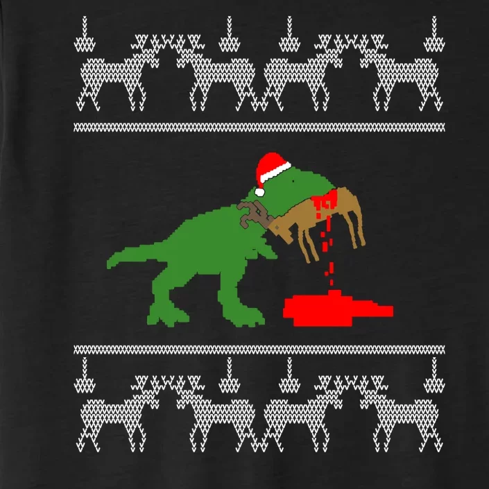 T Rex Eating Rudolph The Red Nosed Reindeer ChromaSoft Performance T-Shirt