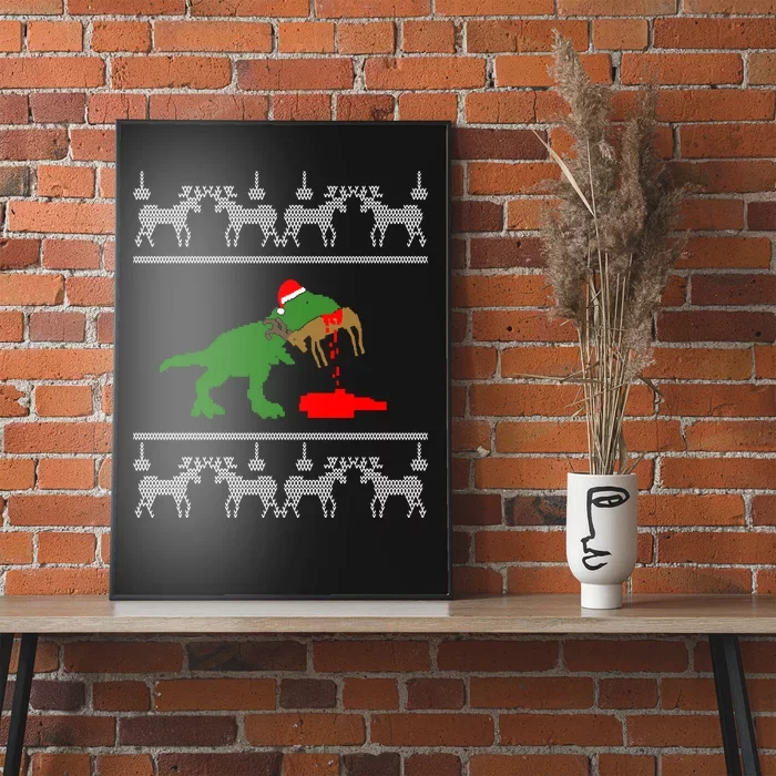 T Rex Eating Rudolph The Red Nosed Reindeer Poster