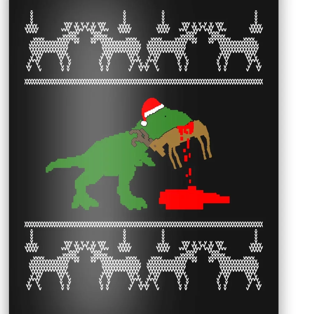 T Rex Eating Rudolph The Red Nosed Reindeer Poster