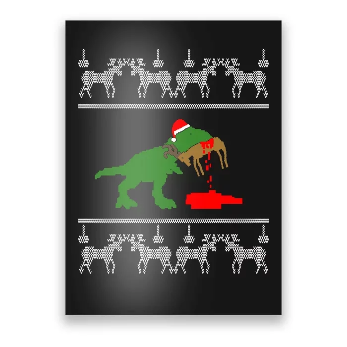 T Rex Eating Rudolph The Red Nosed Reindeer Poster