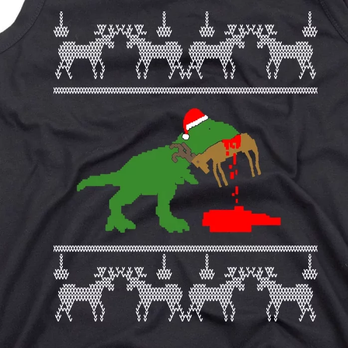 T Rex Eating Rudolph The Red Nosed Reindeer Tank Top