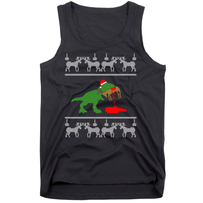 T Rex Eating Rudolph The Red Nosed Reindeer Tank Top