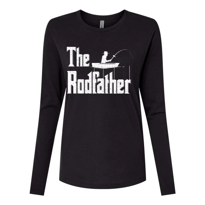 The Rodfather Funny Fishing Dad Womens Cotton Relaxed Long Sleeve T-Shirt