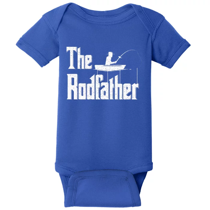 The Rodfather Funny Fishing Dad Baby Bodysuit