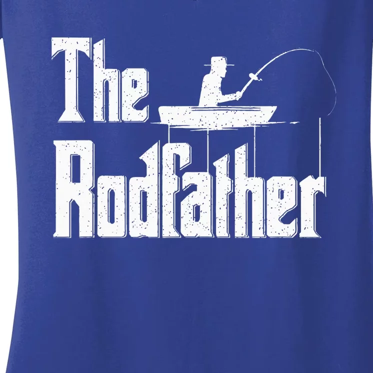 The Rodfather Funny Fishing Dad Women's V-Neck T-Shirt