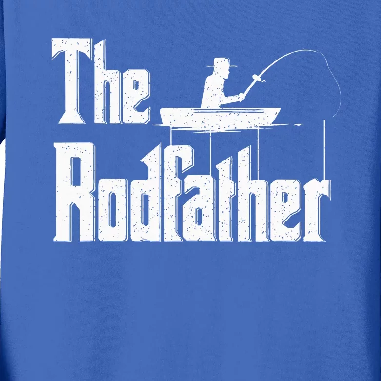 The Rodfather Funny Fishing Dad Kids Long Sleeve Shirt