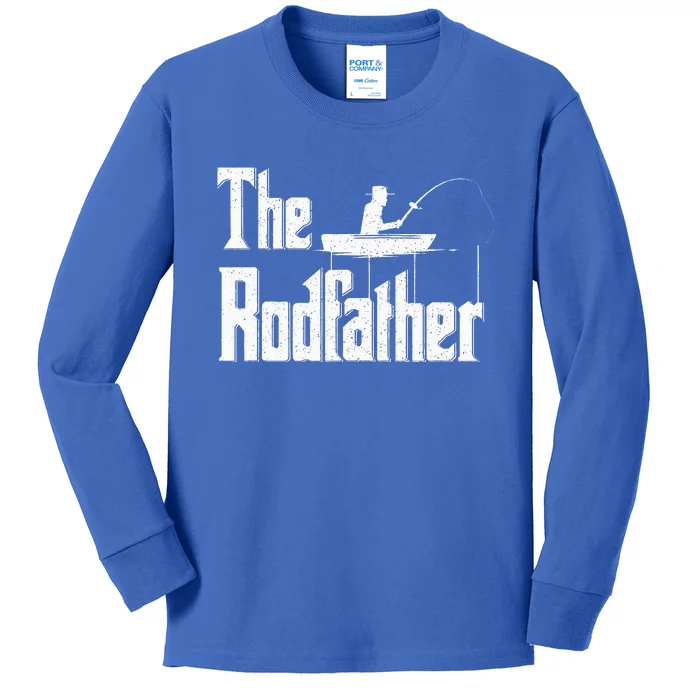 The Rodfather Funny Fishing Dad Kids Long Sleeve Shirt