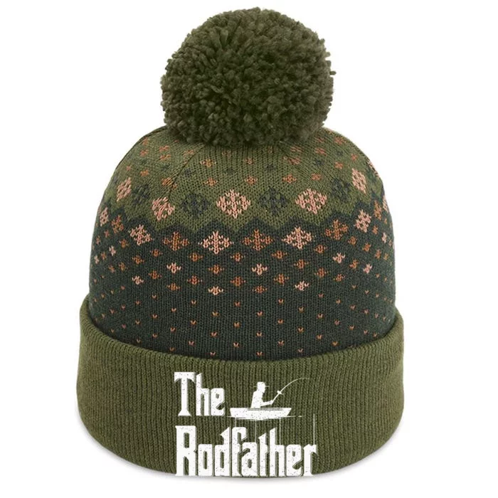 The Rodfather Funny Fishing Dad The Baniff Cuffed Pom Beanie