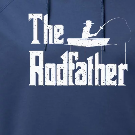 The Rodfather Funny Fishing Dad Performance Fleece Hoodie