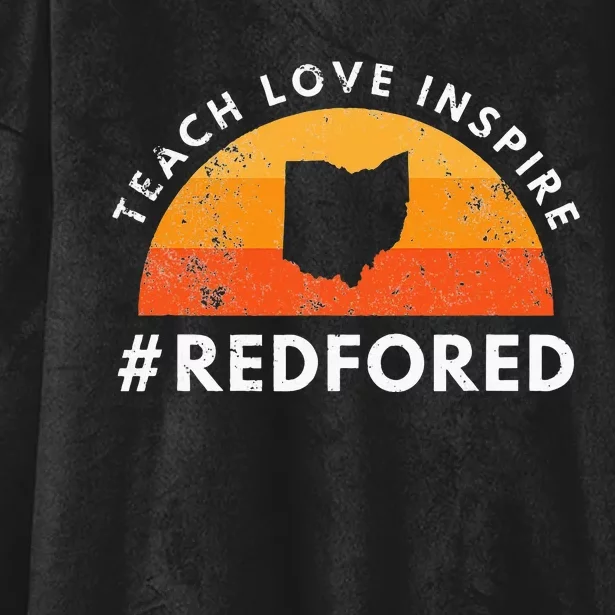 Teacher Red For Ed Ohio Public Education Teach Love Inspire Hooded Wearable Blanket