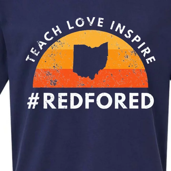 Teacher Red For Ed Ohio Public Education Teach Love Inspire Sueded Cloud Jersey T-Shirt