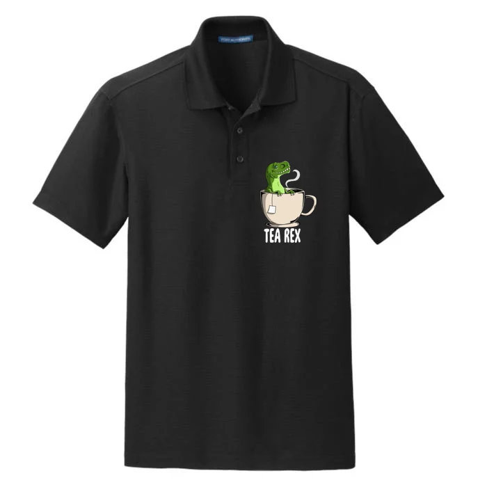 Tea Rex Funny T Rex Dinosaur Joke Pun Tyrannosaurus Dry Zone Grid Performance Polo