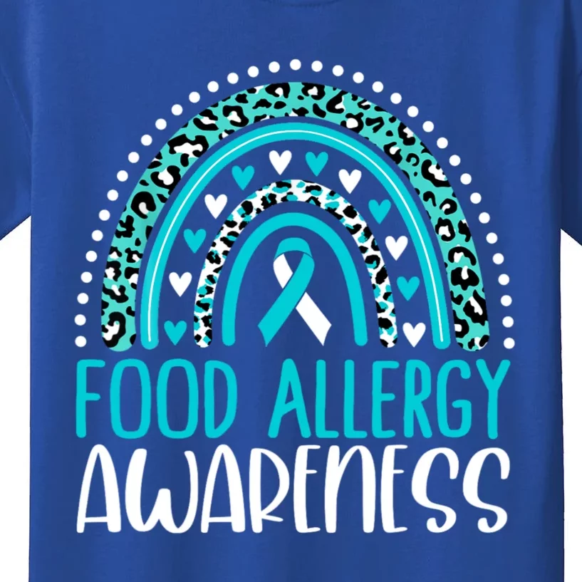 Teal Rainbow Food Allergy Awareness Kids T-Shirt