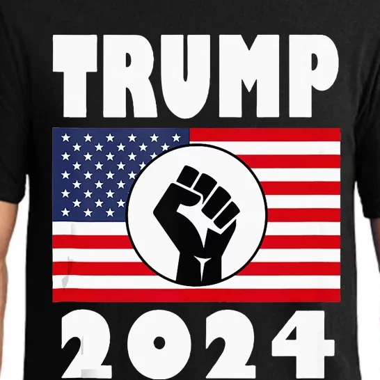 Trump Raised Fist Trump 2024 American Flag Patriot Pajama Set