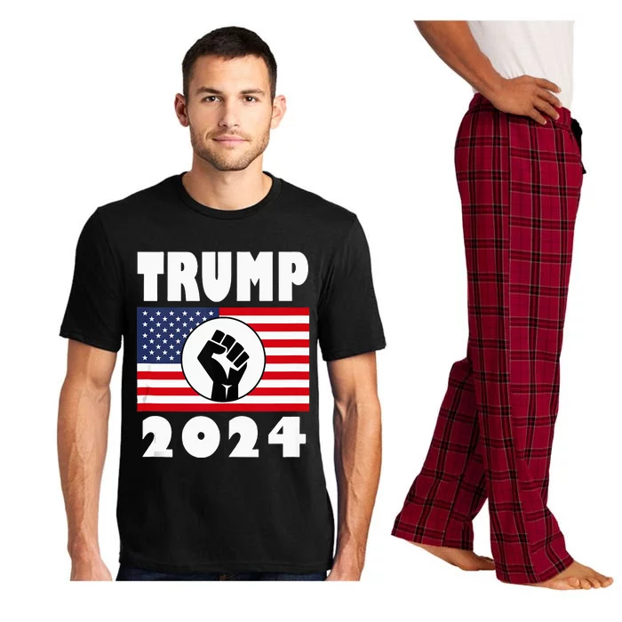 Trump Raised Fist Trump 2024 American Flag Patriot Pajama Set