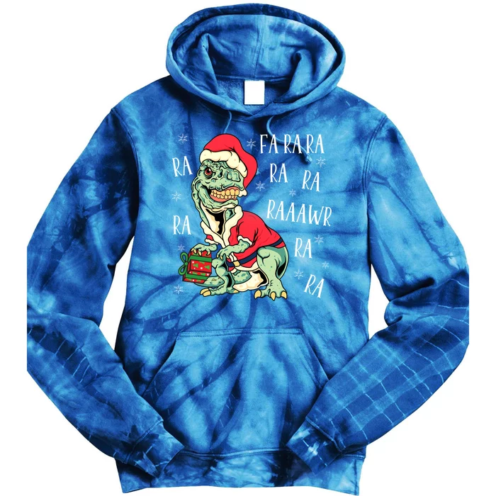 T Rex Fa Ra Ra Ra Ra Rawr Christmas Dinosaur Santa Rex Boys Cute Gift Tie Dye Hoodie