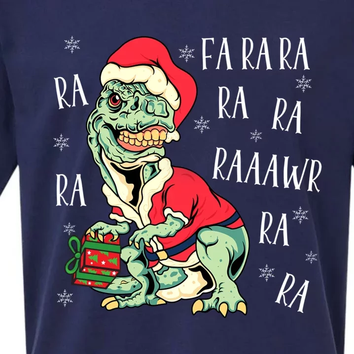 T Rex Fa Ra Ra Ra Ra Rawr Christmas Dinosaur Santa Rex Boys Cute Gift Sueded Cloud Jersey T-Shirt