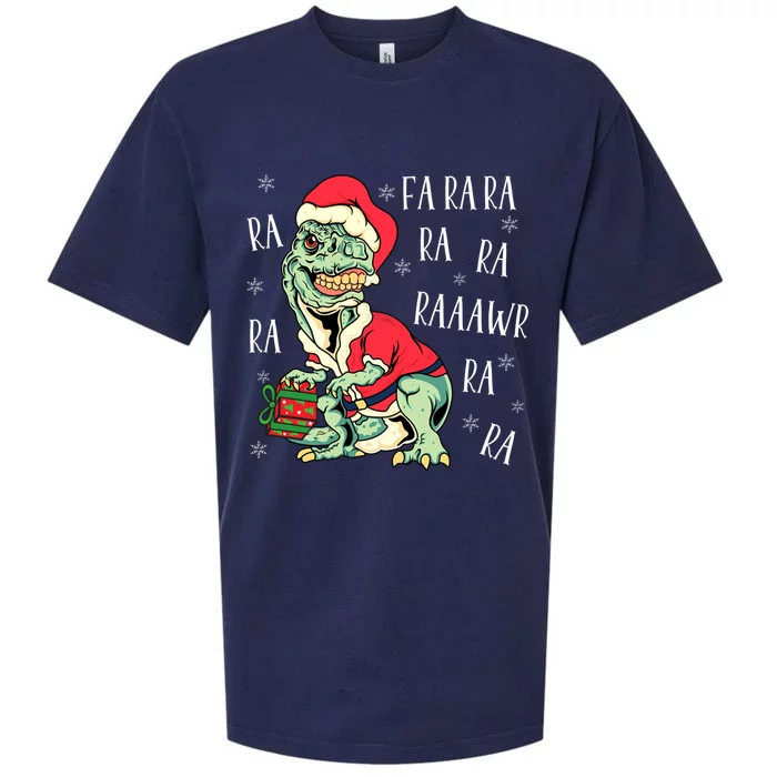 T Rex Fa Ra Ra Ra Ra Rawr Christmas Dinosaur Santa Rex Boys Cute Gift Sueded Cloud Jersey T-Shirt