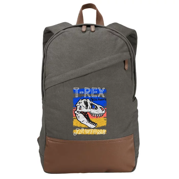 T Rex Fossil Hunter Jawsome Cotton Canvas Backpack