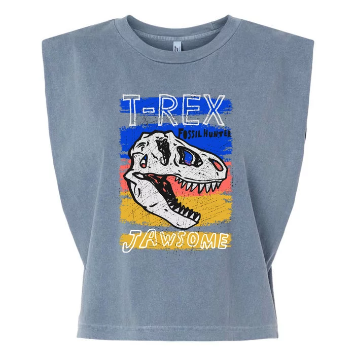 T Rex Fossil Hunter Jawsome Garment-Dyed Women's Muscle Tee