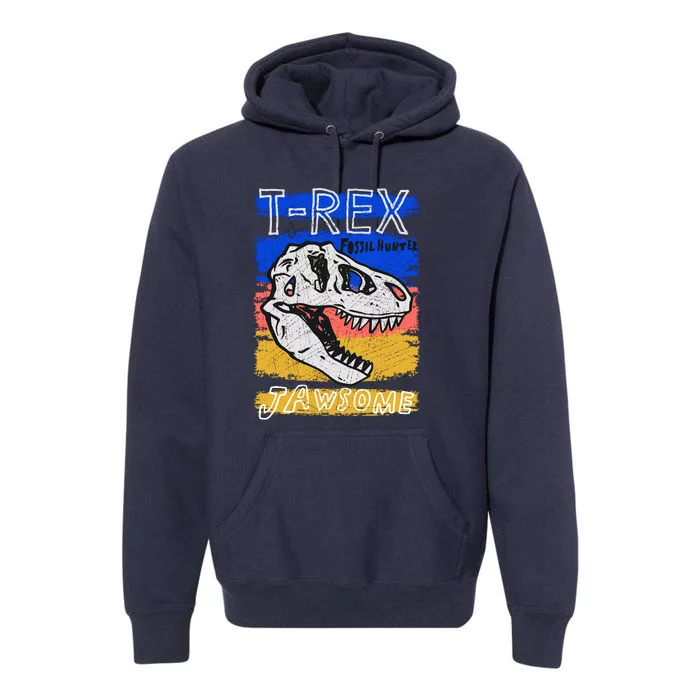 T Rex Fossil Hunter Jawsome Premium Hoodie