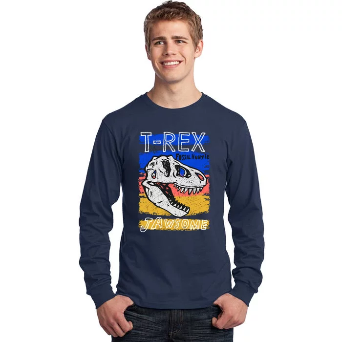 T Rex Fossil Hunter Jawsome Tall Long Sleeve T-Shirt