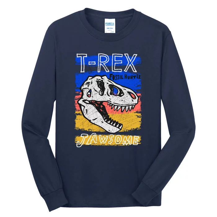 T Rex Fossil Hunter Jawsome Tall Long Sleeve T-Shirt