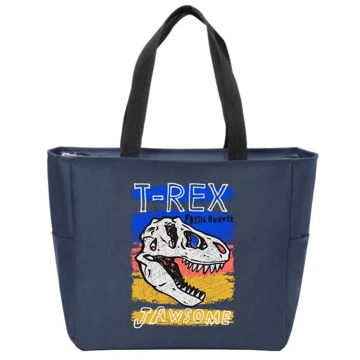 T Rex Fossil Hunter Jawsome Zip Tote Bag