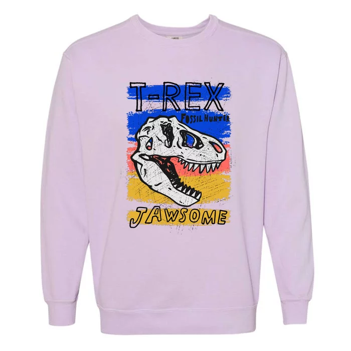 T Rex Fossil Hunter Jawsome Garment-Dyed Sweatshirt