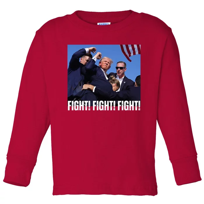 Trump Rally Fight Trump Rally Fight! Fight! Fight! Toddler Long Sleeve Shirt