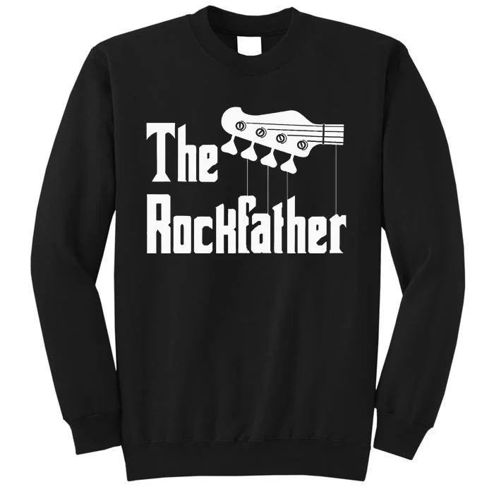 The R.O.C.K Father Funny Electric Bass Guitar Player Dad Tall Sweatshirt