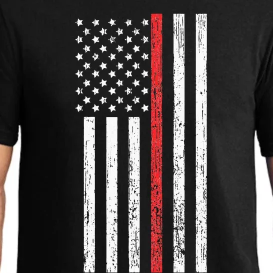 Thin RedLine Firefighter Flag Distressed Effect Pajama Set