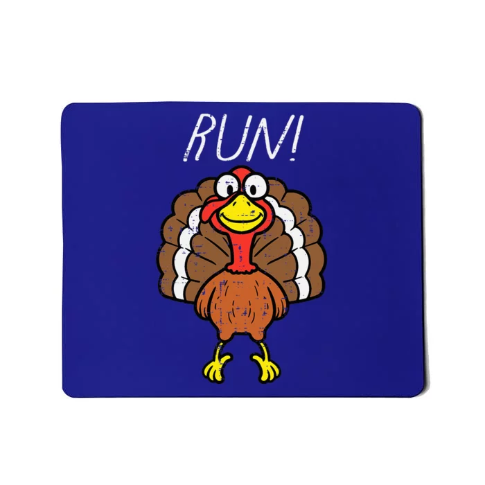 Turkey Run Funny Happy Thanksgiving Day Mousepad