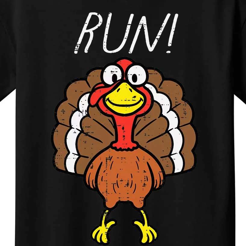 Turkey Run Funny Happy Thanksgiving Day Kids T-Shirt