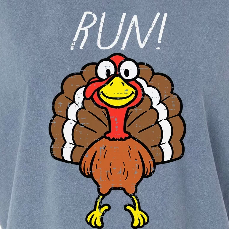 Turkey Run Funny Happy Thanksgiving Day Garment-Dyed Women's Muscle Tee