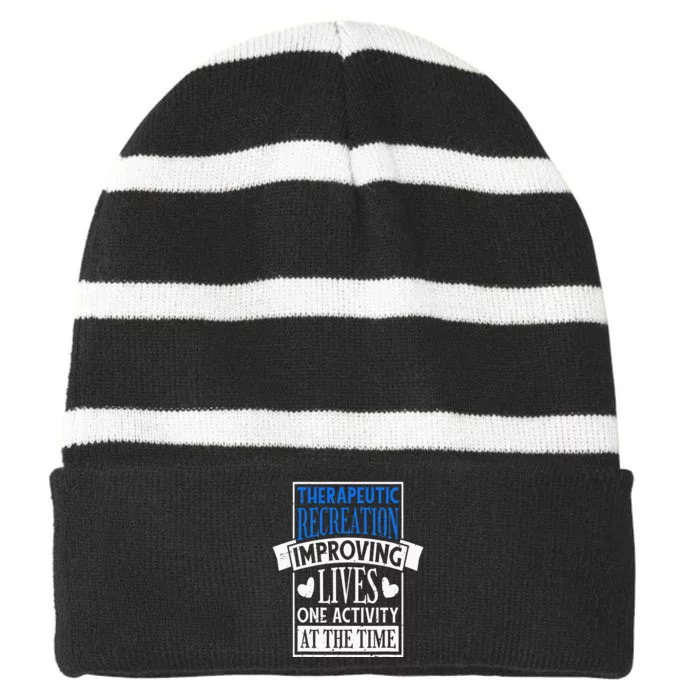 Therapeutic Recreation For Recreational Therapy Striped Beanie with Solid Band