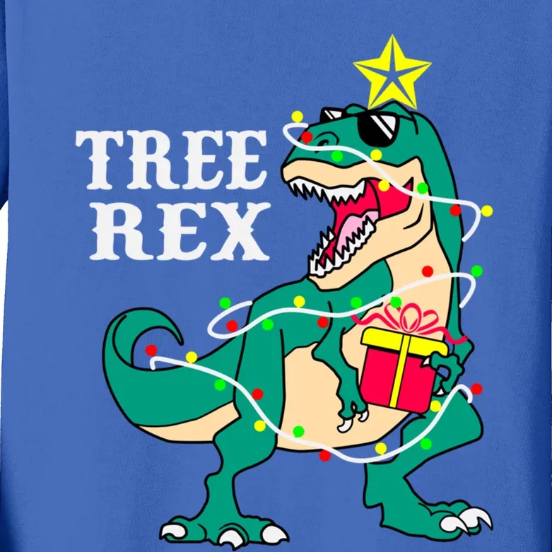 Tree Rex Funny Christmas Tree Dinosaur Pajamas Cool Gift Kids Long Sleeve Shirt