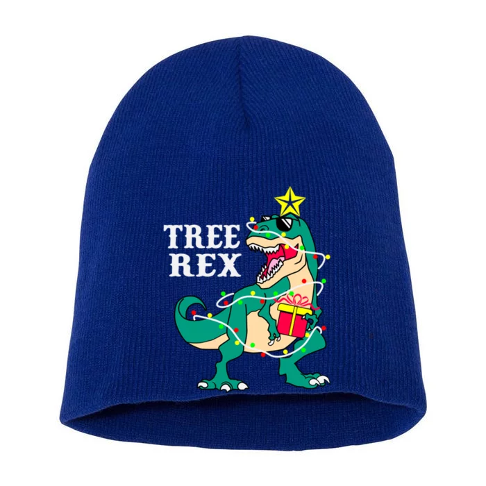 Tree Rex Funny Christmas Tree Dinosaur Pajamas Cool Gift Short Acrylic Beanie