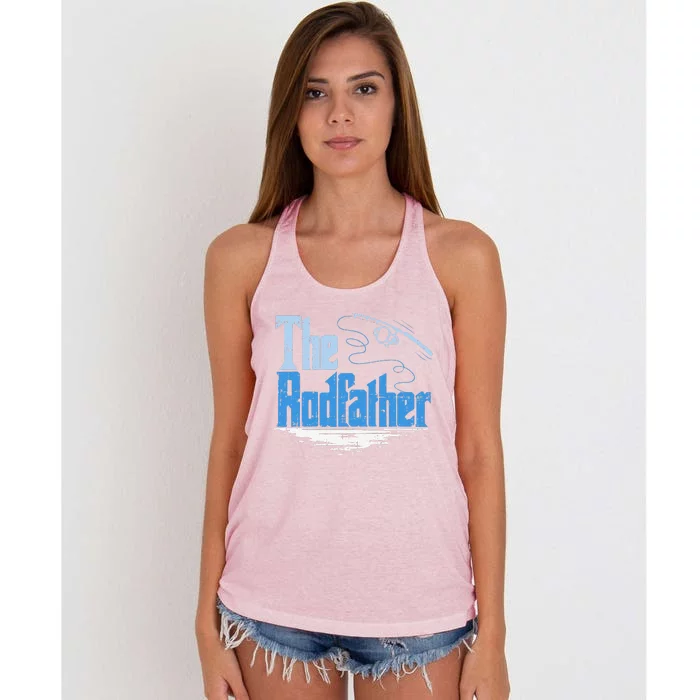 The Rodfather Funny Fishing Parody Women's Knotted Racerback Tank