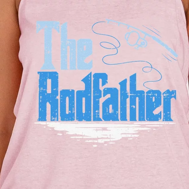 The Rodfather Funny Fishing Parody Women's Knotted Racerback Tank