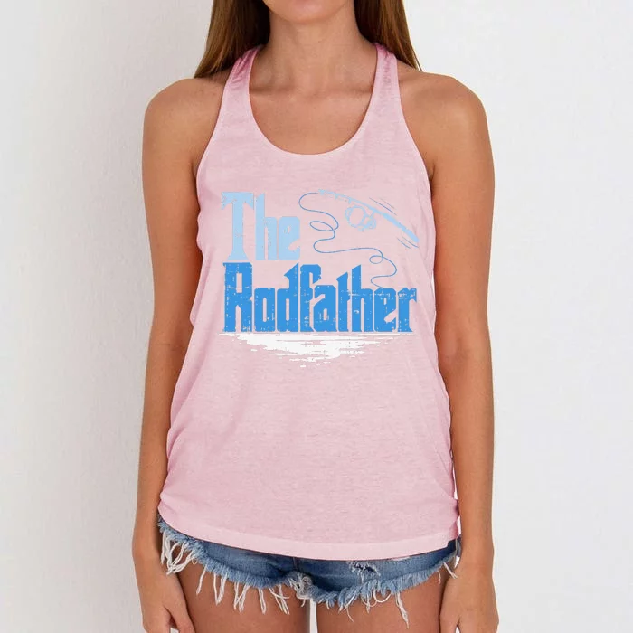 The Rodfather Funny Fishing Parody Women's Knotted Racerback Tank