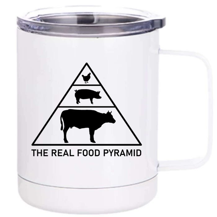 The Real Food Pyramid Beef Pork Chicken Front & Back 12oz Stainless Steel Tumbler Cup