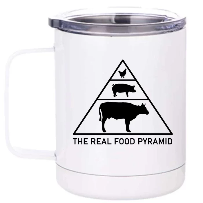 The Real Food Pyramid Beef Pork Chicken Front & Back 12oz Stainless Steel Tumbler Cup