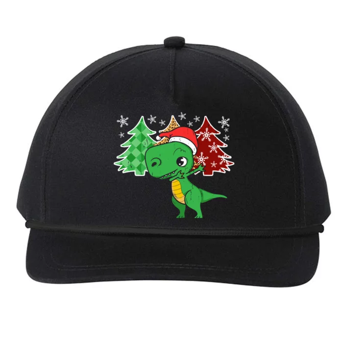 Tree Rex Funny Dinosaur Christmas Santa Hat Xmas Tree Gift Snapback Five-Panel Rope Hat