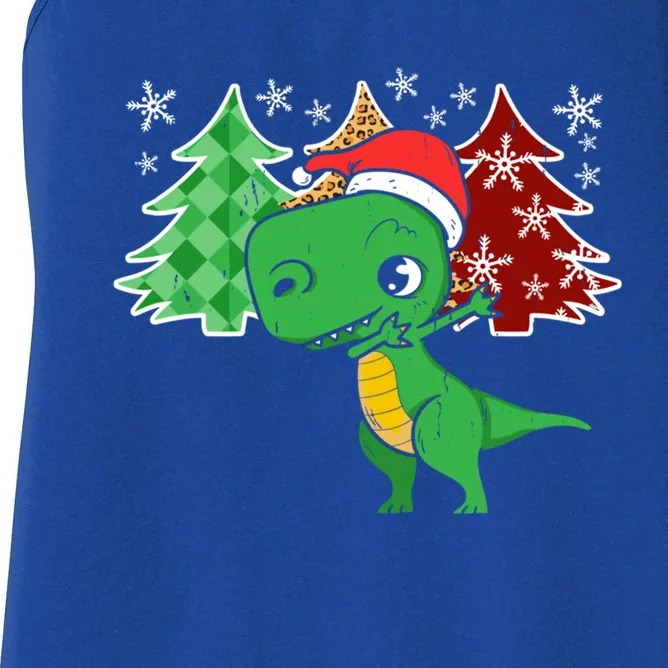 Tree Rex Funny Dinosaur Christmas Santa Hat Xmas Tree Gift Women's Racerback Tank