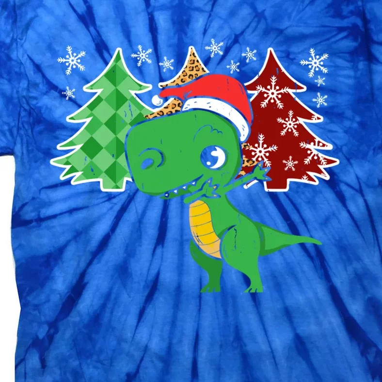 Tree Rex Funny Dinosaur Christmas Santa Hat Xmas Tree Gift Tie-Dye T-Shirt